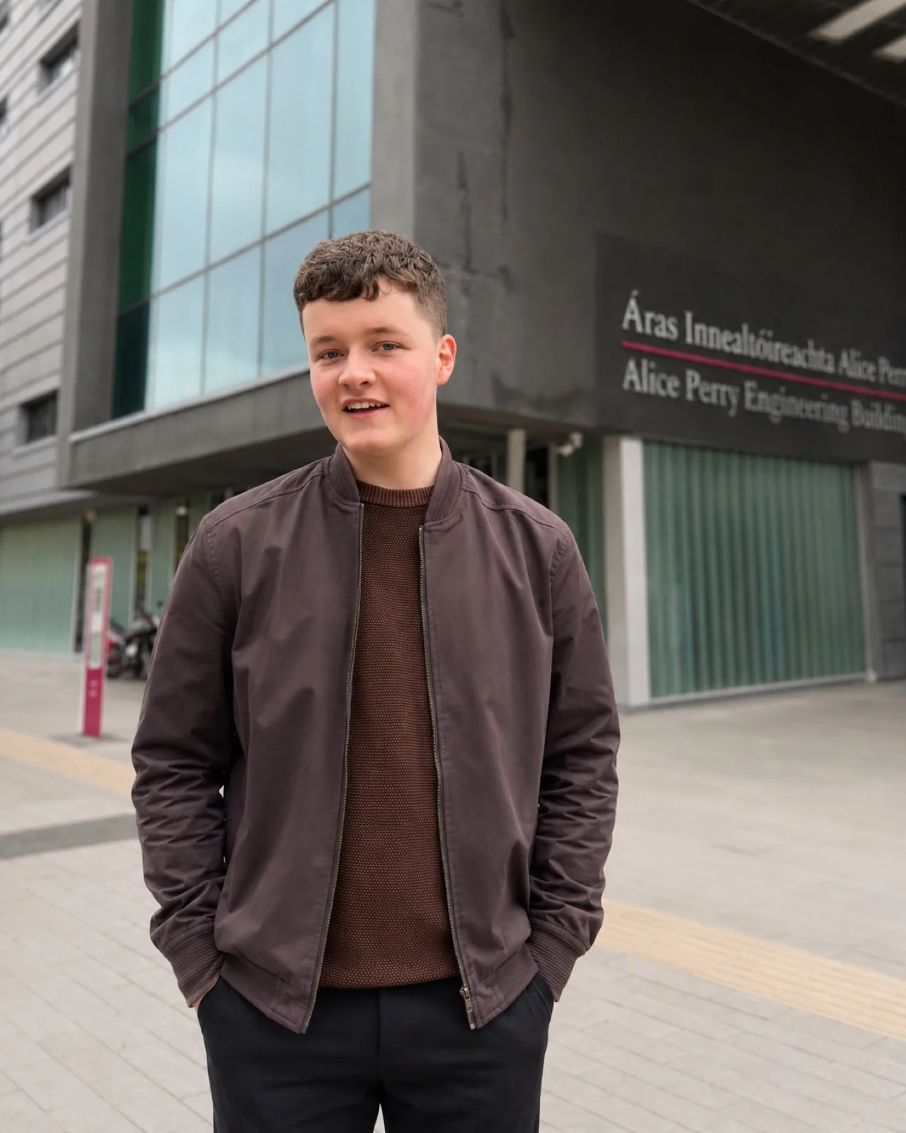 Eoghan Collins, founder of Eltrus, outside the Alice Perry Engineering Building at the University of Galway
