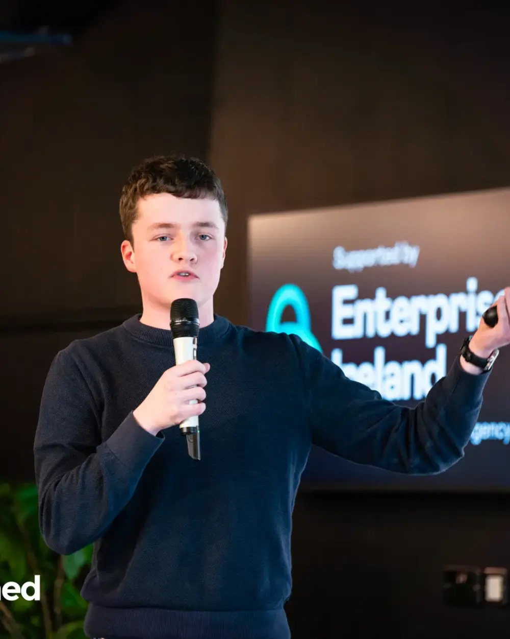 Eoghan Collins, founder of Eltrus, presenting at an Enterprise Ireland event